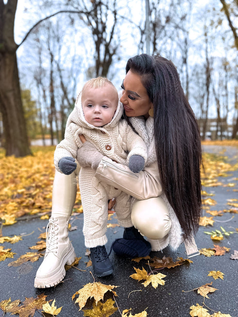 Knitted, wool jumpsuit for children "ZAĶIS" - beige
